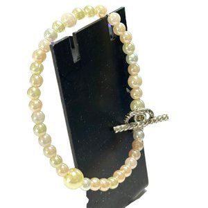 Womens Bracelet Jewelry 4" Diameter Faux White Pearl Bead Costume Fashion